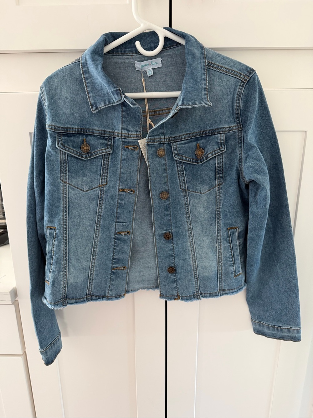 Grace & Lace Light Wash Blue Denim Jacket